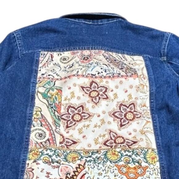 Women's Blue Jean Jacket with Paisley Patch - Picture 2 of 5